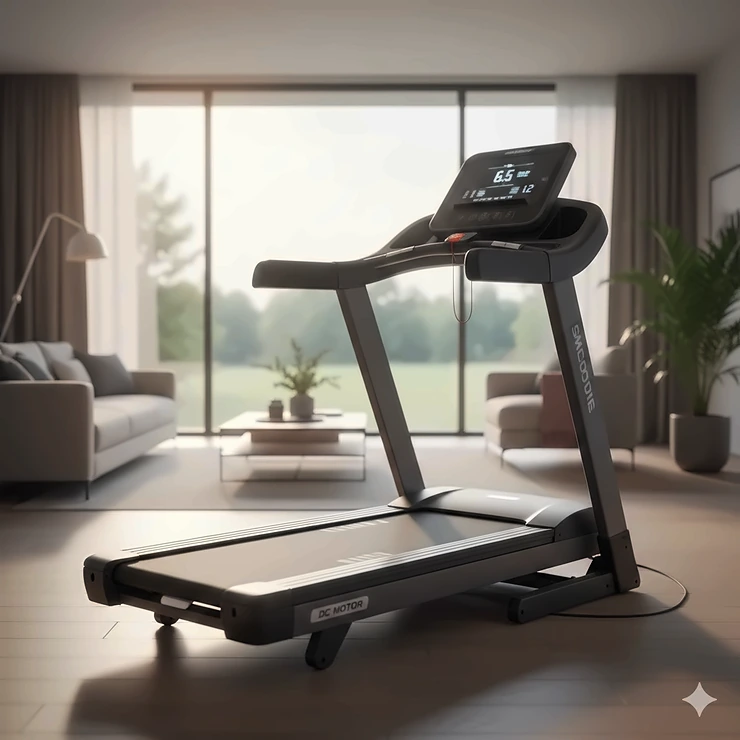 High-performance home treadmill powered by a quiet DC motor for smooth running sessions. DC motor treadmill