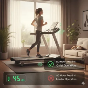 Visual representation of the quiet decibel levels of a running DC motor treadmill.