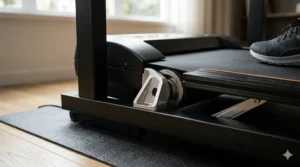 Detailed view of the durable frame and belt of an affordable under desk walking pad.