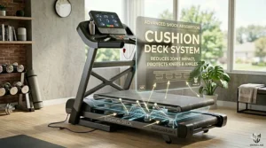 Cross-section of an advanced shock absorption system on a heavy duty running deck to protect joints.