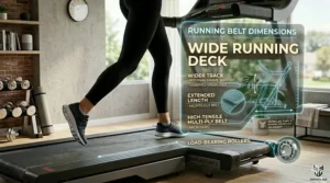 Illustration highlighting a 22-inch wide running belt on a heavy duty treadmill for tall runners.
