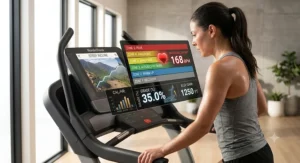 A graphic showing how walking on a steep incline treadmill easily elevates the heart rate into the fat-burning and aerobic target zones.