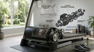Infographic comparing the features, speed ranges, and warranties of different models in a buying guide for a treadmill under 2000 dollars.