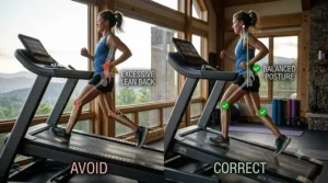 Side-by-side comparison demonstrating a runner over-striding versus maintaining a balanced pe
