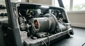 Detailed graphic of a powerful commercial-grade continuous duty motor inside a treadmill for high-mileage runners.
