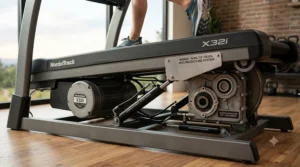 An illustration showing increased quad and anterior tibialis muscle activation when walking on a negative incline treadmill.