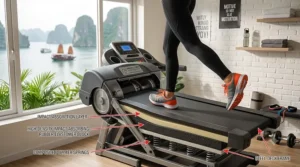 Cross-section diagram showing the multi-layer deck cushioning on an entry level treadmill under 500 dollars.