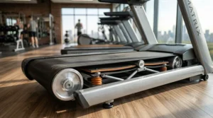 An illustrative guide to the key parts and features of a modern treadmill, including the console, deck, and safety clip, designed for beginners.