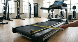 Extra-wide commercial treadmill featuring a 22 by 60 inch running belt surface.