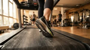 An affordable walking treadmill for bad knees under $700 showing low-impact stride mechanics.