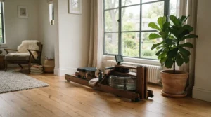 A sleek treadmill for bad knees under $700 fitting neatly into a modern living room workout space.