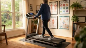 A low speed compact treadmill for children's bedroom for safe walking practice