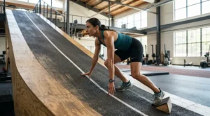 An informative graphic in a HIIT treadmill workout machine review showing rapid power incline transitions for explosive drills.